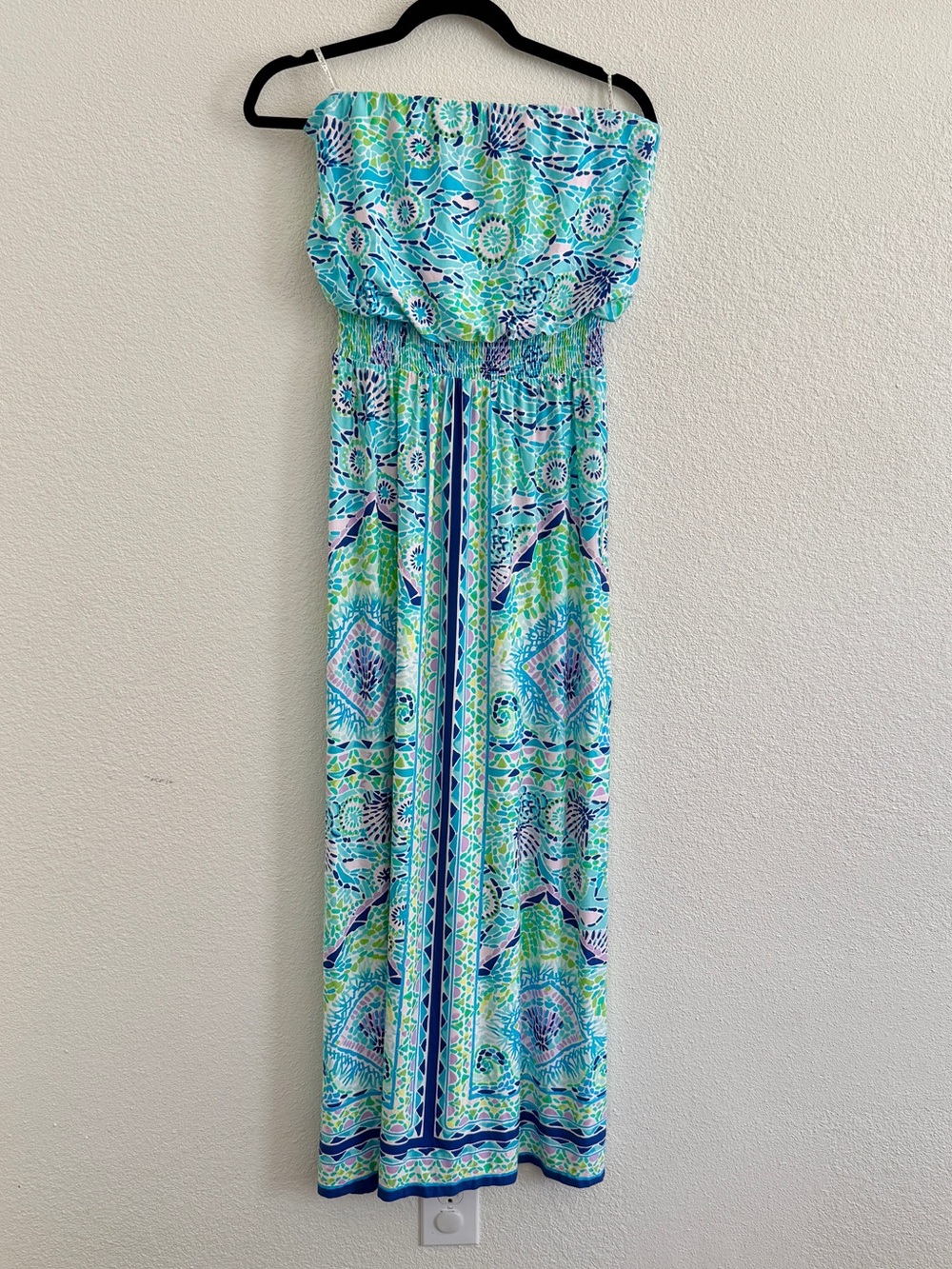 Lilly Pulitzer Marni Strapless Blue Ibiza Maxi Dress Patterned Size Small